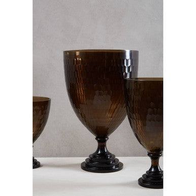 Orsina Cortina Large Black Honeycomb Glass Candle Holder