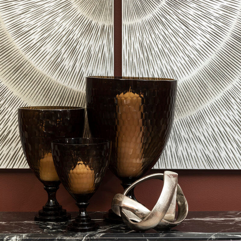 Orsina Cortina Large Black Honeycomb Glass Candle Holder