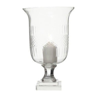 Orsina Cortina Small Diamond Cut Clear Glass Candle Holder