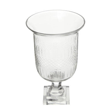 Orsina Cortina Small Diamond Cut Clear Glass Candle Holder