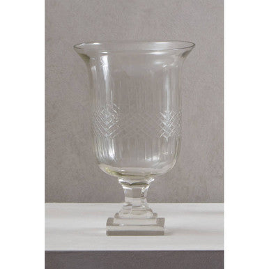 Orsina Cortina Small Diamond Cut Clear Glass Candle Holder