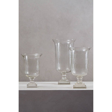 Orsina Cortina Small Diamond Cut Clear Glass Candle Holder