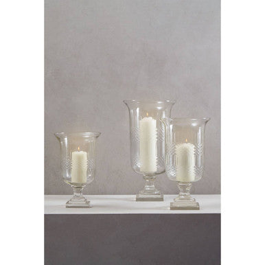 Orsina Cortina Small Diamond Cut Clear Glass Candle Holder