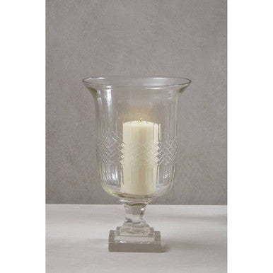 Orsina Cortina Small Diamond Cut Clear Glass Candle Holder