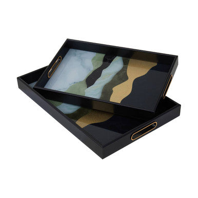 Orsina Celina Rectangular Serving Trays – Set of 2 Assorted Colours