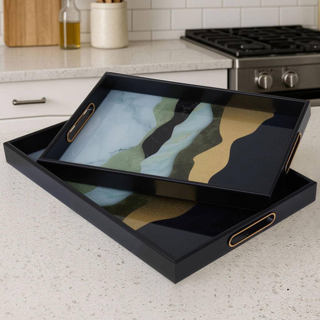 Orsina Celina Rectangular Serving Trays – Set of 2 Assorted Colours