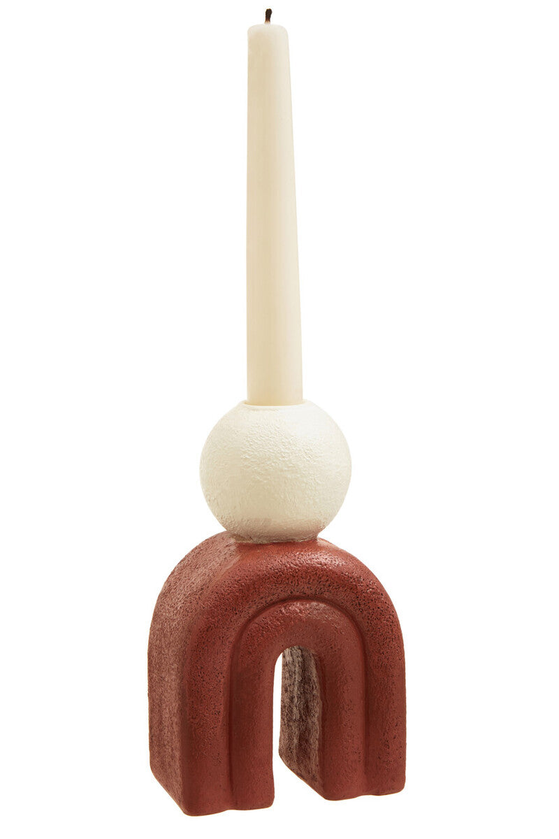Orsina Utica Candle Holder – Sculptural Red Base and Cream Sphere
