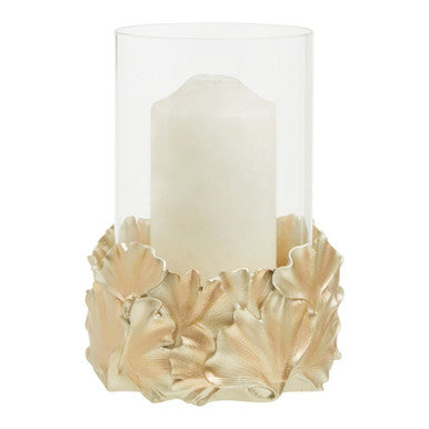 Orsina Gold Ginkgo Leaf Candle Holder | Boho Botanical Pillar Stand