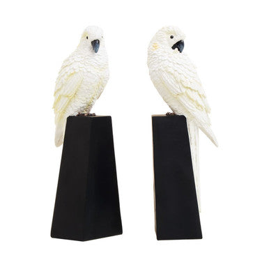 Parrot Bookends by Orsina | Boho White and Gold Decorative Set of 2