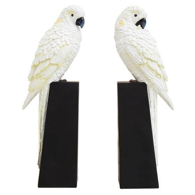 Parrot Bookends by Orsina | Boho White and Gold Decorative Set of 2