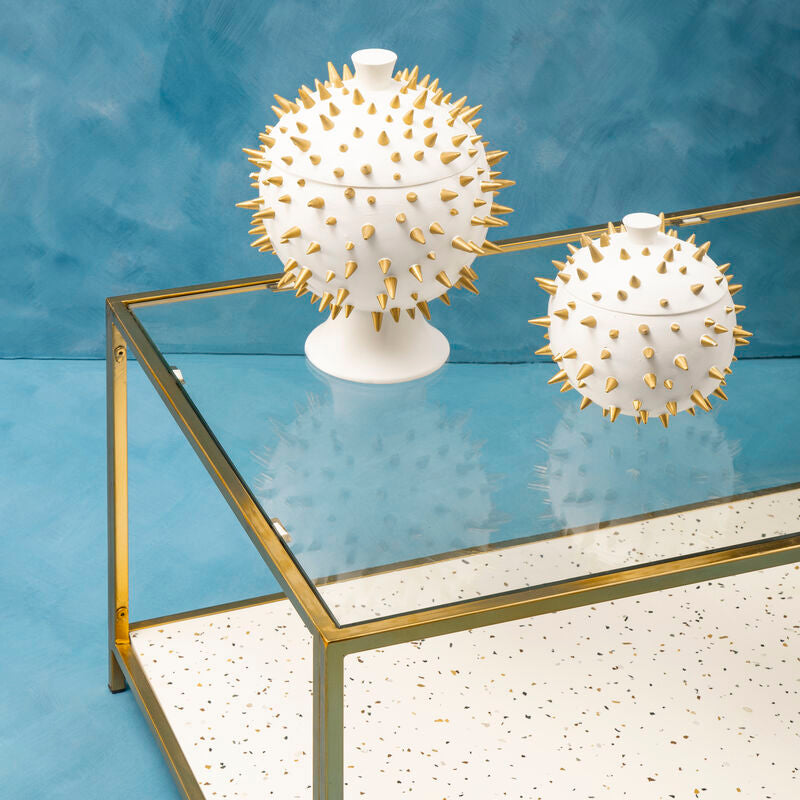 Orsina Picos White and Gold Spikes Small Decorative Lidded Box
