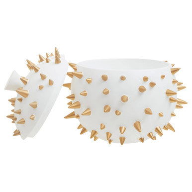 Orsina Picos White and Gold Spikes Small Decorative Lidded Box