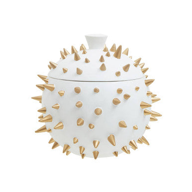 Orsina Picos White and Gold Spikes Small Decorative Lidded Box