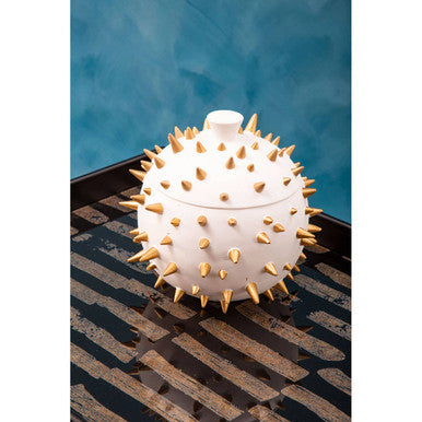 Orsina Picos White and Gold Spikes Small Decorative Lidded Box