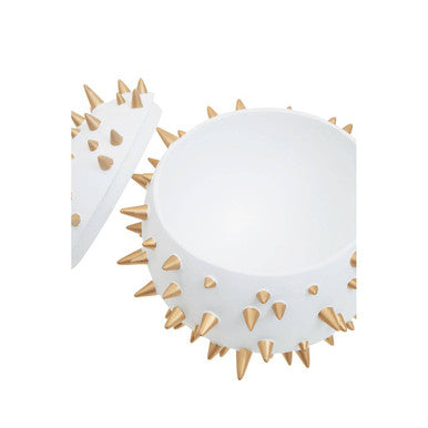 Orsina Picos White and Gold Spikes Small Decorative Lidded Box
