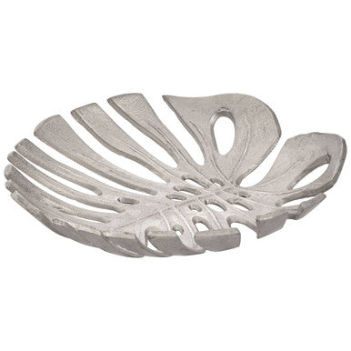 Orsina Monstera Leaf Dish – Large Silver Finish Aluminium Catchall