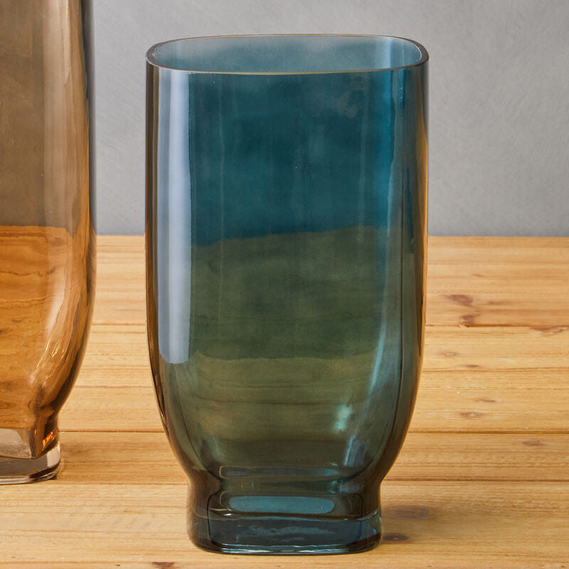 Orsina Emer Small Blue Glass Vase – Modern Coastal Tabletop Decor