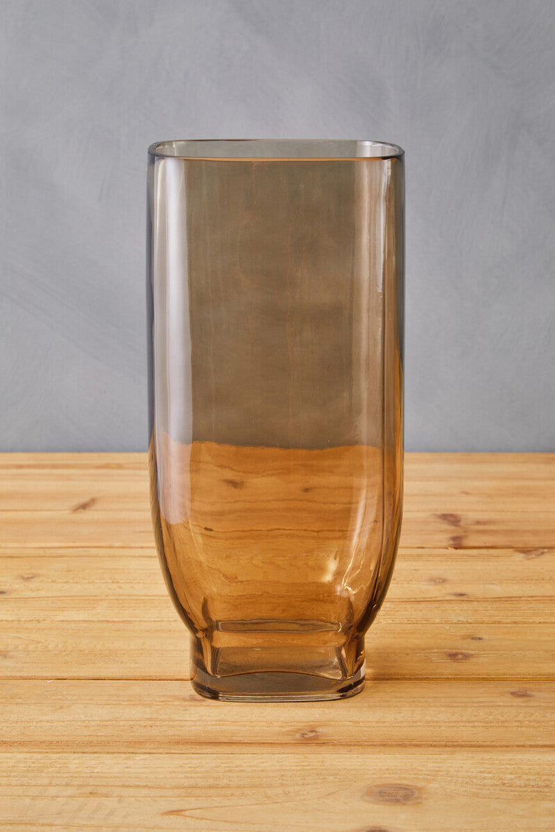 Orsina Emer Large Smoked Brown Glass Vase – Minimalist Home Decor