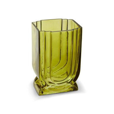 Orsina Edan Small Olive Green Glass Vase – Textured Bud Vase Decor