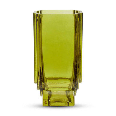 Orsina Edan Small Olive Green Glass Vase – Textured Bud Vase Decor