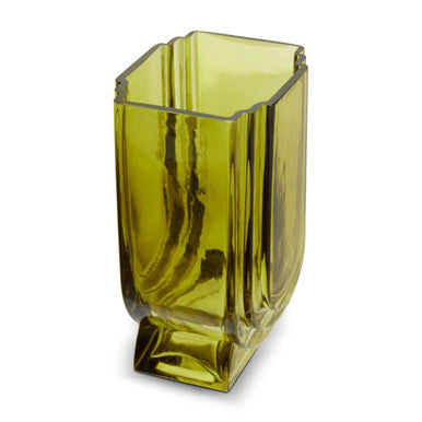 Orsina Edan Small Olive Green Glass Vase – Textured Bud Vase Decor