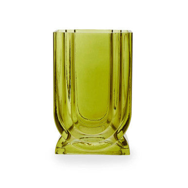 Orsina Edan Small Olive Green Glass Vase – Textured Bud Vase Decor
