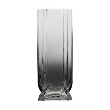 Orsina Edan Large Grey Ombre Glass Vase – Textured Modern Centerpiece