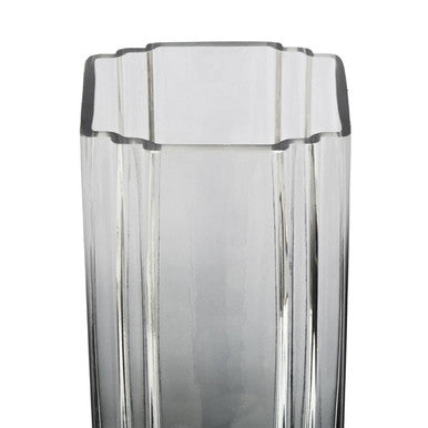 Orsina Edan Large Grey Ombre Glass Vase – Textured Modern Centerpiece