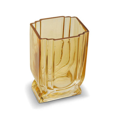 Orsina Edan Small Ochre Yellow Glass Vase with Linear Texture