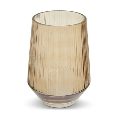 Orsina Esma Small Smoked Brown Glass Vase – Fluted Modern Decor