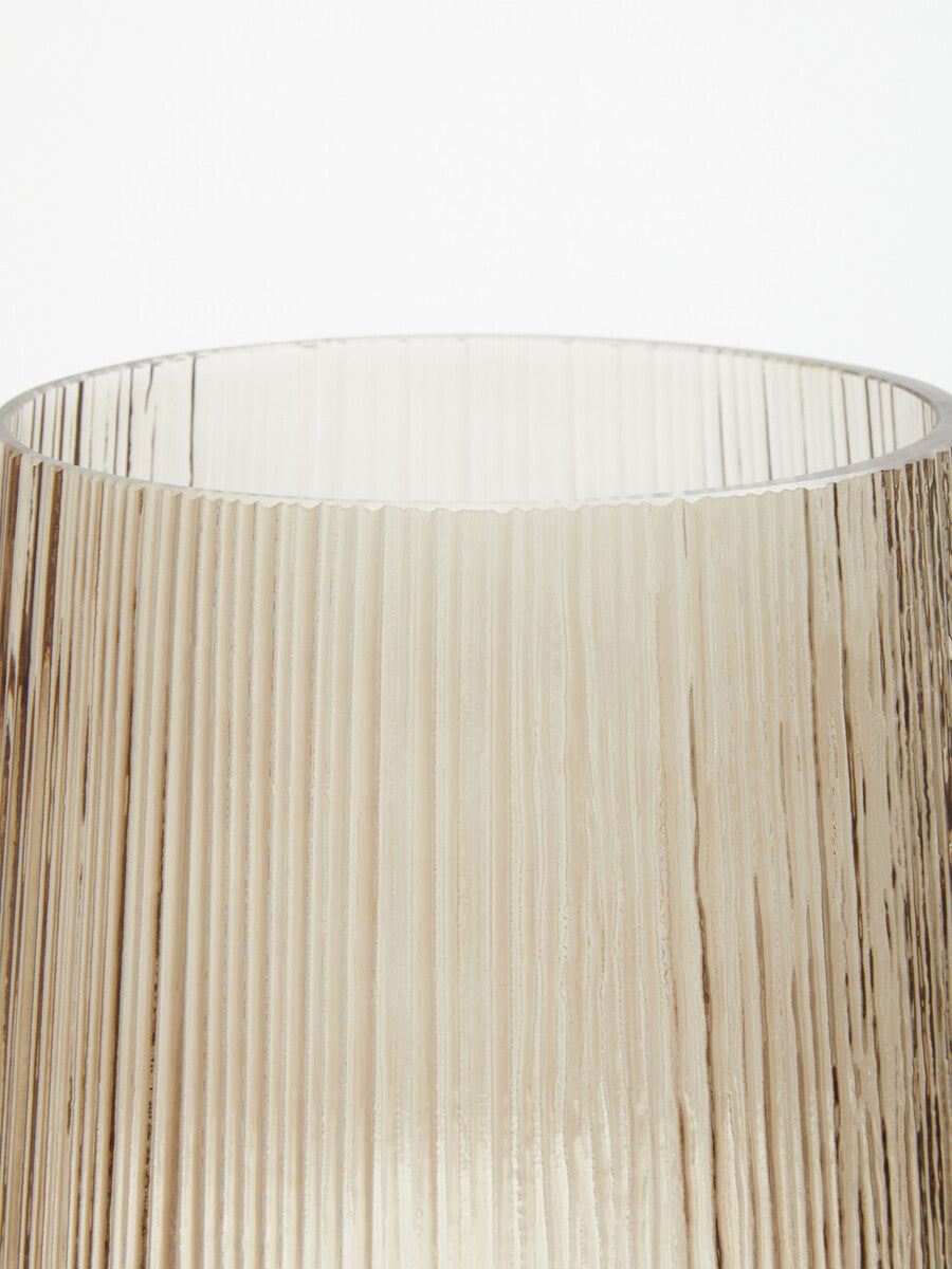 Orsina Esma Small Smoked Brown Glass Vase – Fluted Modern Decor