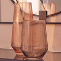 Orsina Esma Small Smoked Brown Glass Vase – Fluted Modern Decor