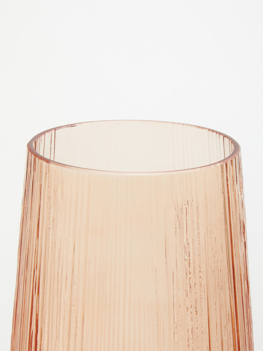 Orsina Esma Large Light Amber Glass Vase – Tapered Sculptural Decor