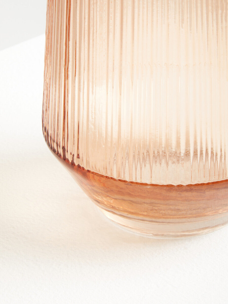 Orsina Esma Large Light Amber Glass Vase – Tapered Sculptural Decor