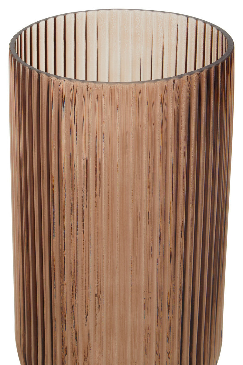Orsina Esma Large Amber and Brown Glass Vase – Modern Table Centerpiece