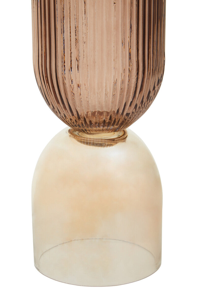 Orsina Esma Large Amber and Brown Glass Vase – Modern Table Centerpiece