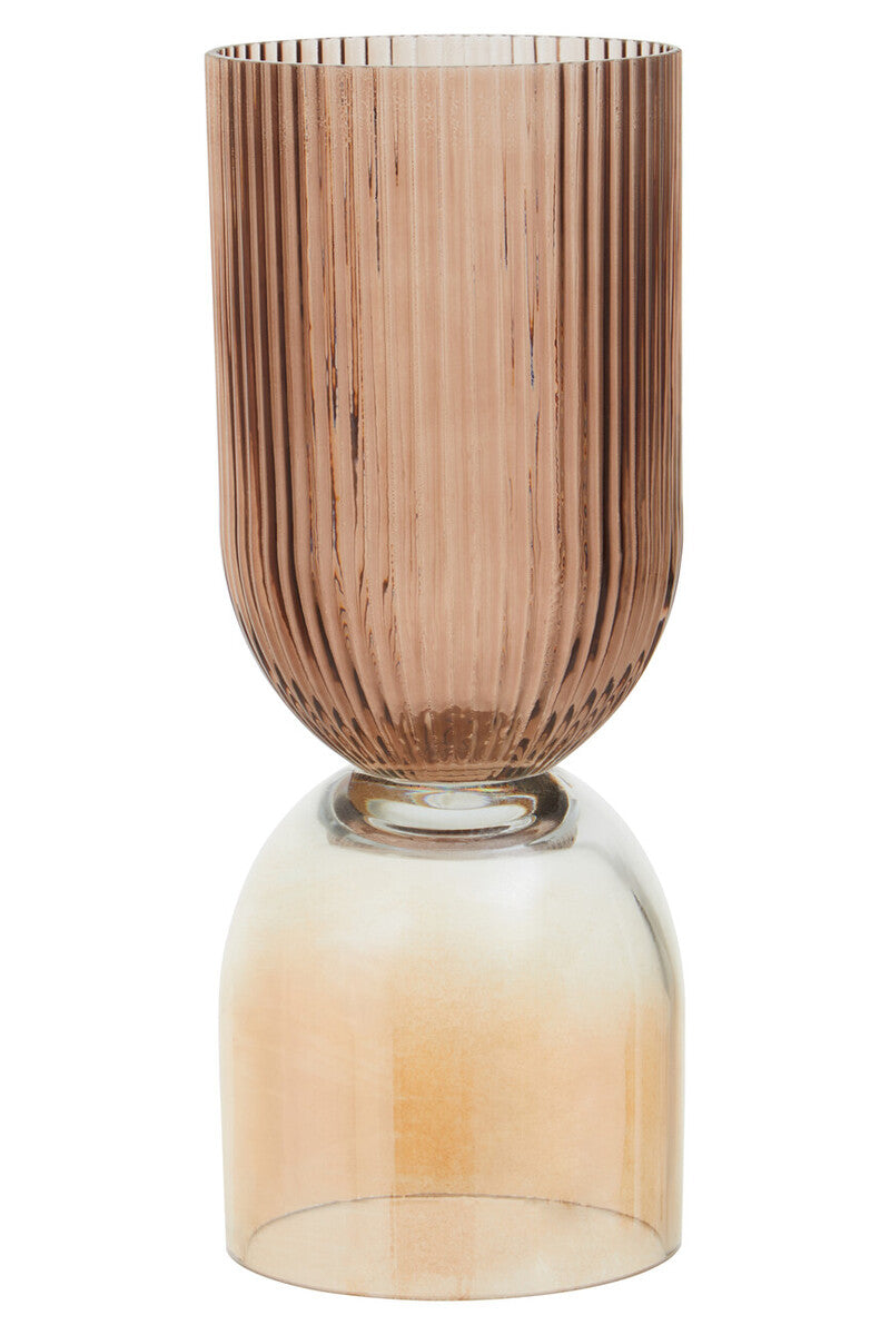 Orsina Esma Small Glass Vase – Amber and Brown Mid-Century Decor