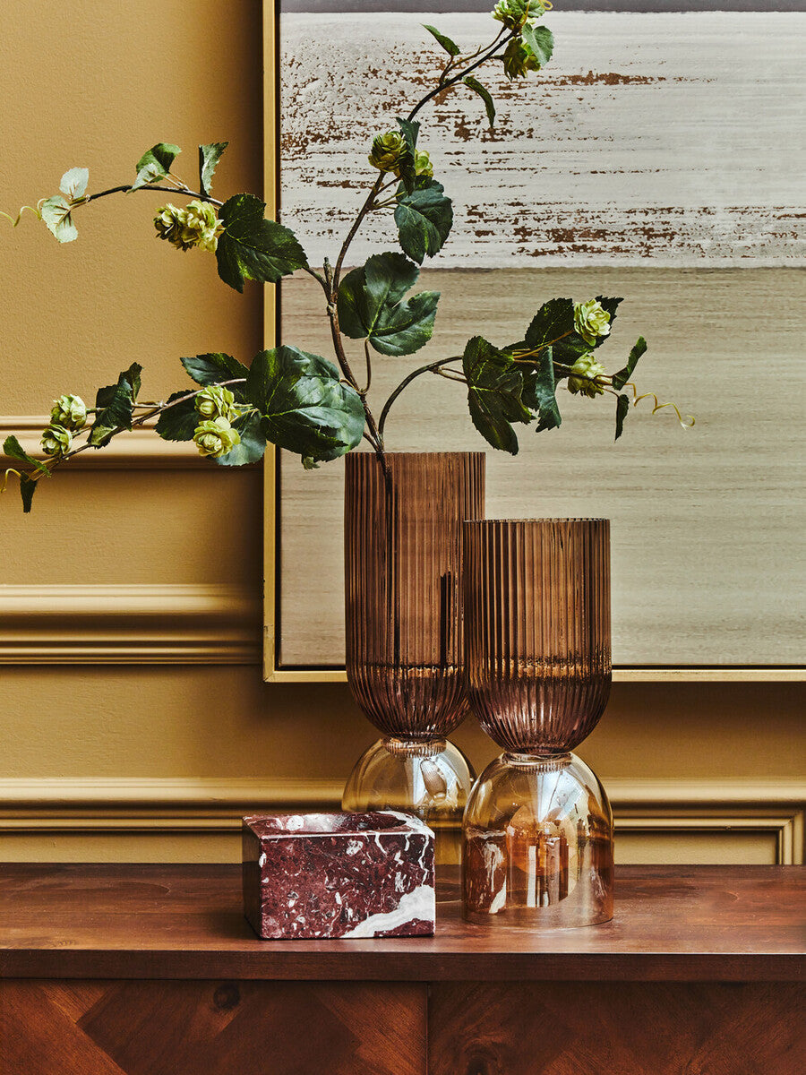 Orsina Esma Small Glass Vase – Amber and Brown Mid-Century Decor