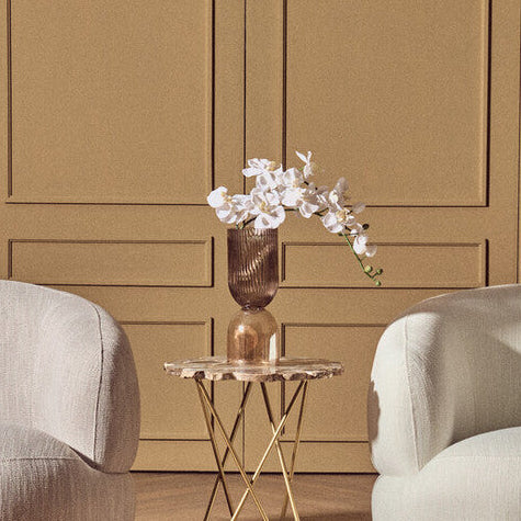 Orsina Esma Small Glass Vase – Amber and Brown Mid-Century Decor