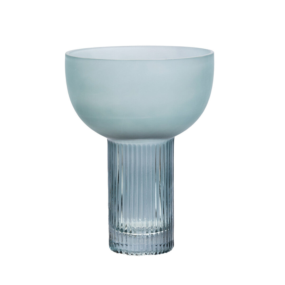 Orsina Esma Small Light Blue Glass Vase – Ribbed Fluted Tabletop Decor