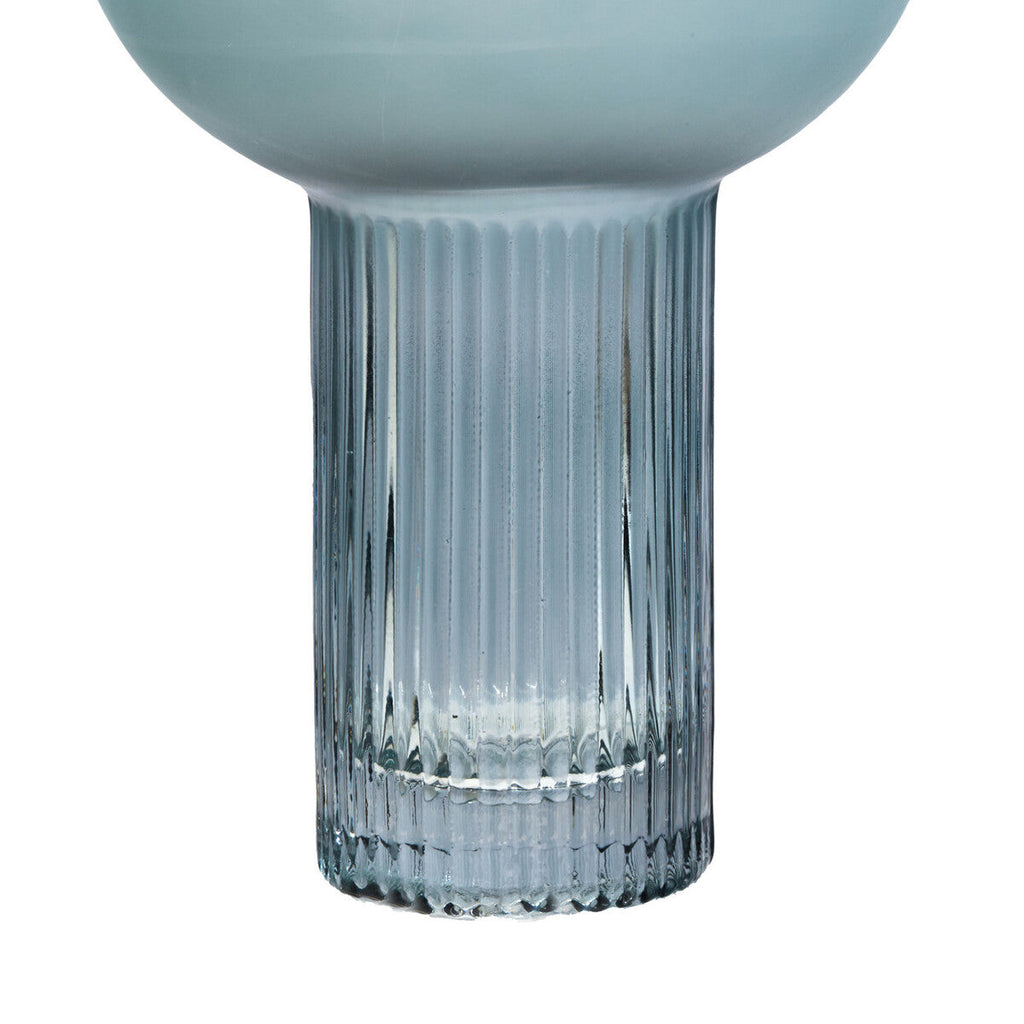 Orsina Esma Small Light Blue Glass Vase – Ribbed Fluted Tabletop Decor