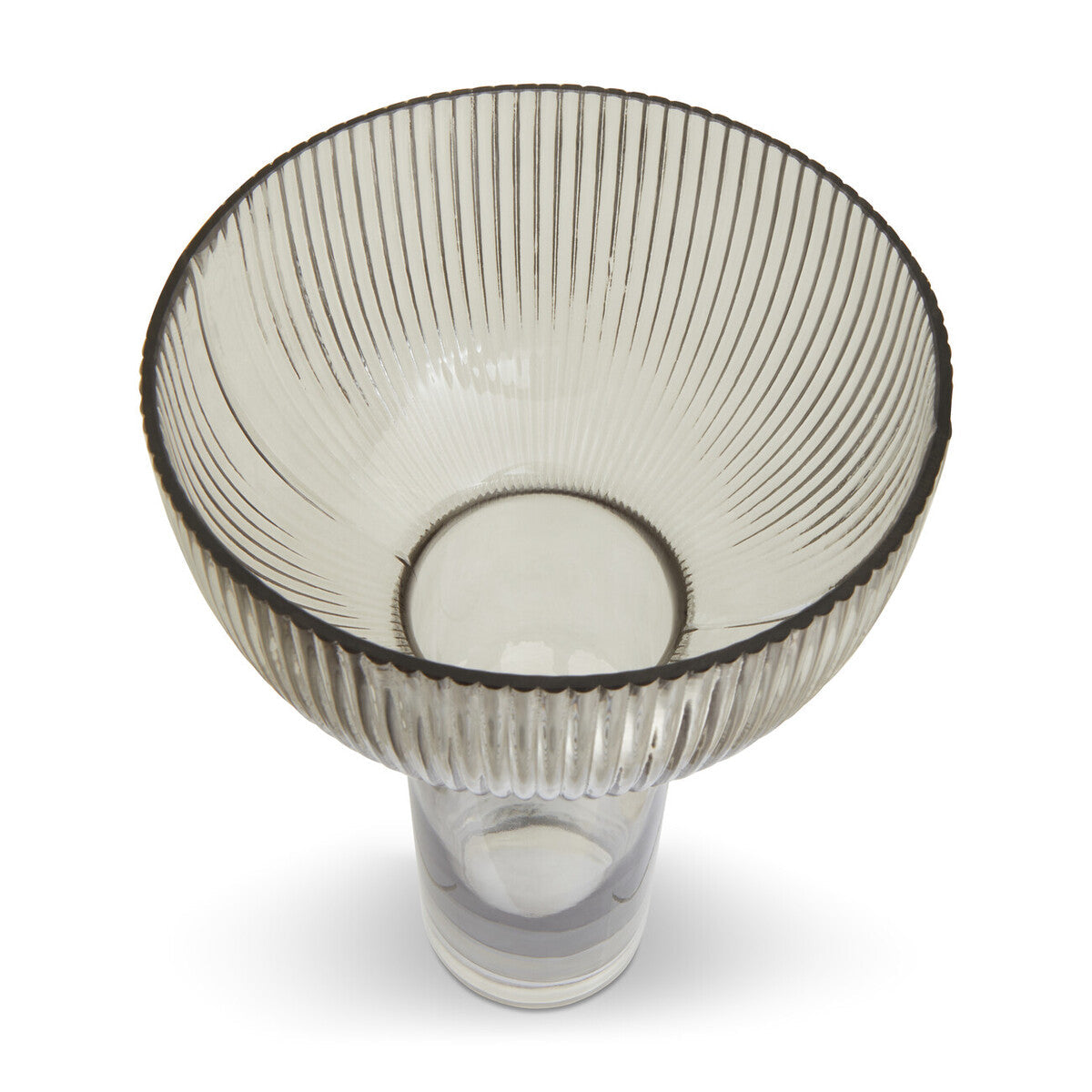 Orsina Esma Large Grey Glass Vase – Fluted Base Contemporary Decor
