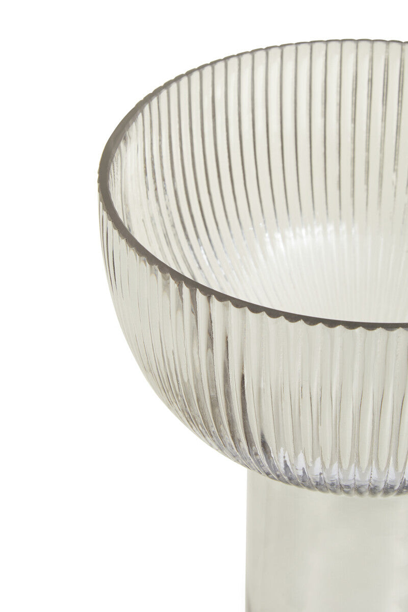 Orsina Esma Large Grey Glass Vase – Fluted Base Contemporary Decor