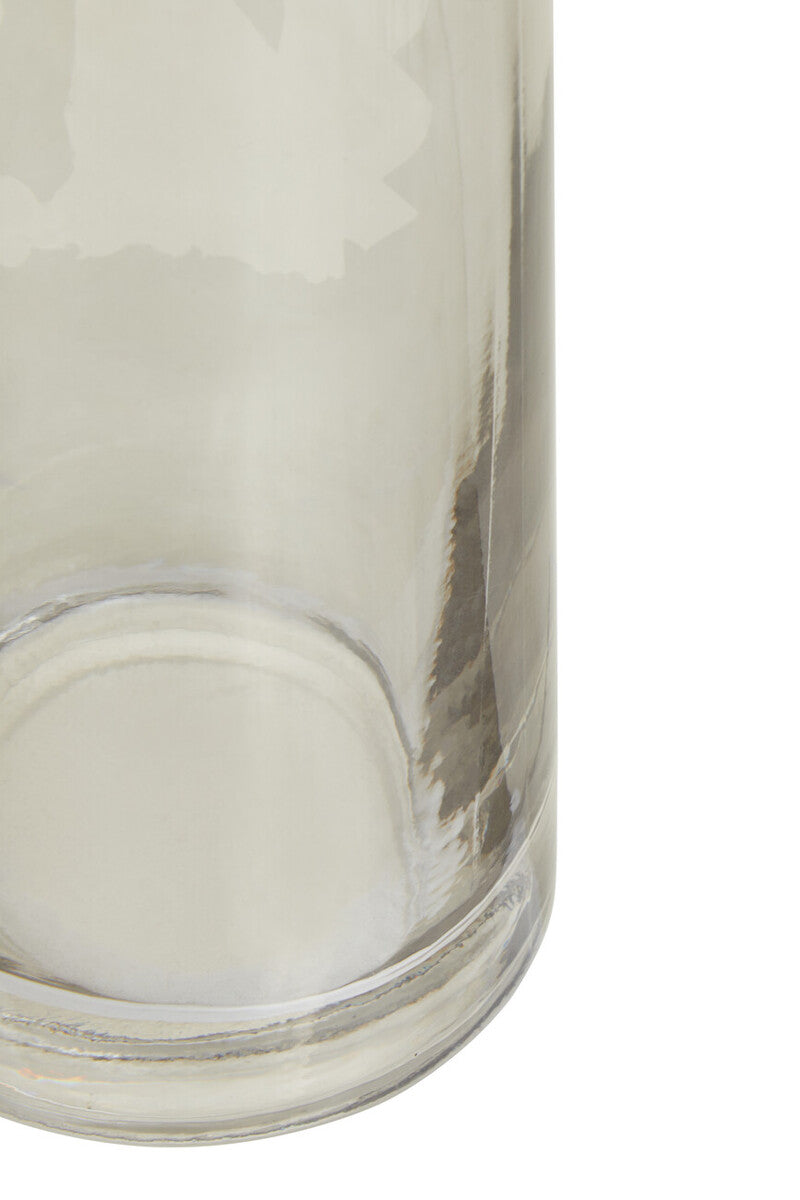 Orsina Esma Large Grey Glass Vase – Fluted Base Contemporary Decor