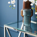 Orsina Esma Small Blue Glass Vase – Ribbed Contemporary Flower Vase