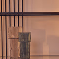 Orsina Esma Large Ribbed Grey Glass Vase – Tall Architectural Decor