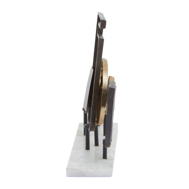 Orsina Simbolo Large Abstract Metal Sculpture with White Marble Base