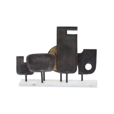 Orsina Simbolo Large Abstract Metal Sculpture with White Marble Base