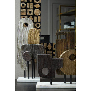 Orsina Simbolo Large Abstract Metal Sculpture with White Marble Base