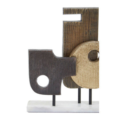 Orsina Simbolo Large Abstract Metal Sculpture with White Marble Base